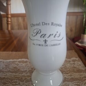 Parisian White Vase -L'Hotel Des Royales Paris Number17 App. 9.5 " Tall